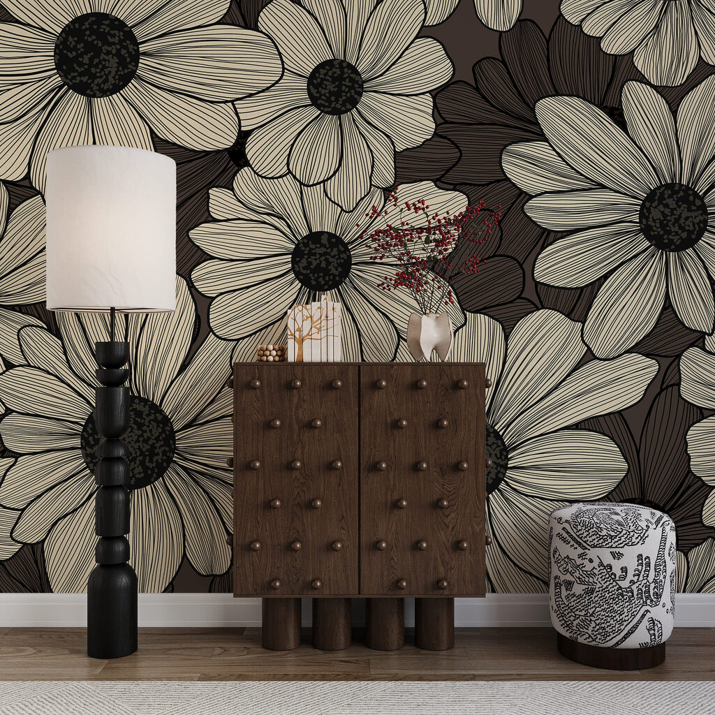 Flores creme sobre verde-escuro — interior 3