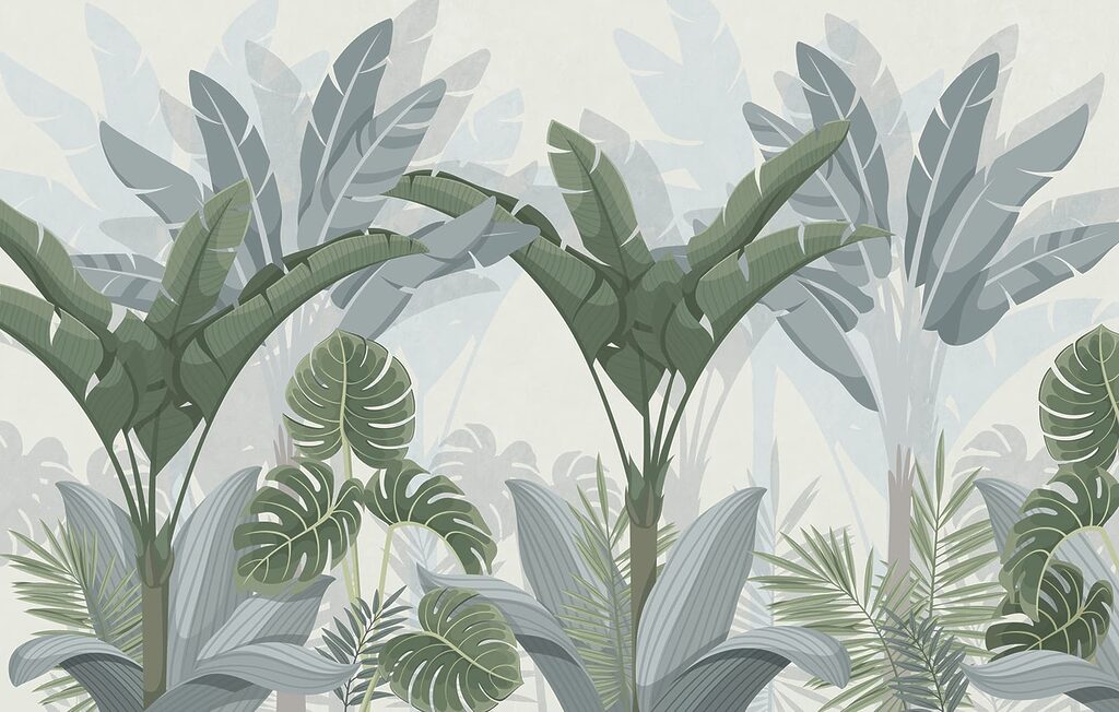 Folhas tropicais em camadas — design completo