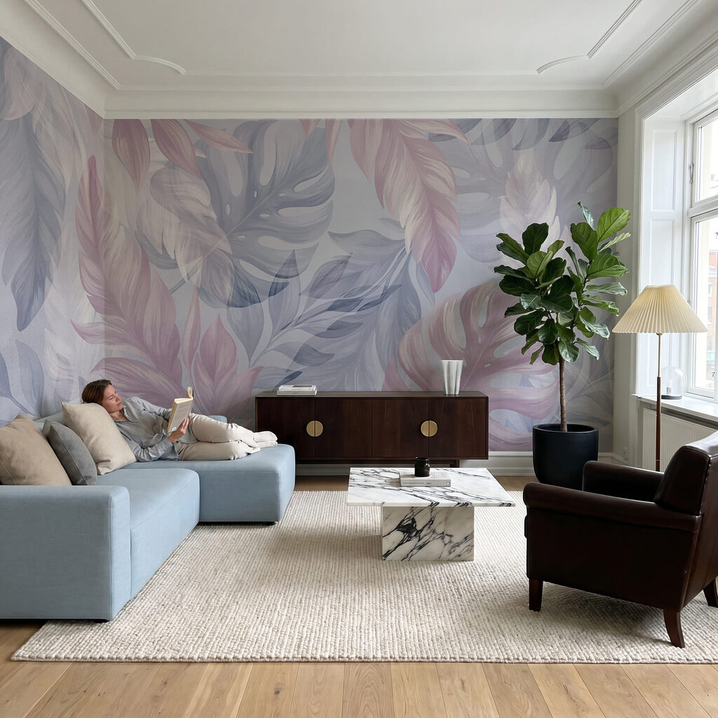 Folhas bege e rosa — interior 2