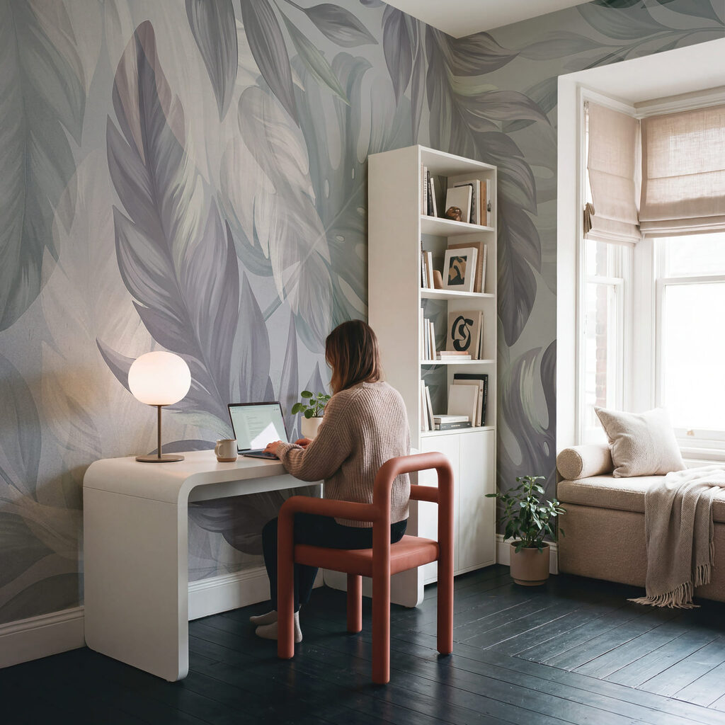 Folhas bege e rosa — interior 1