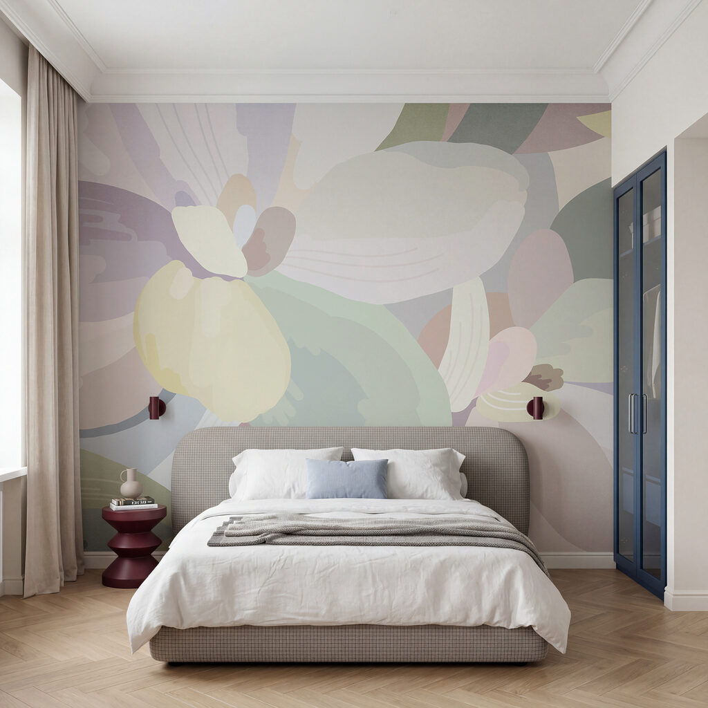 Flores em manchas suaves num interior