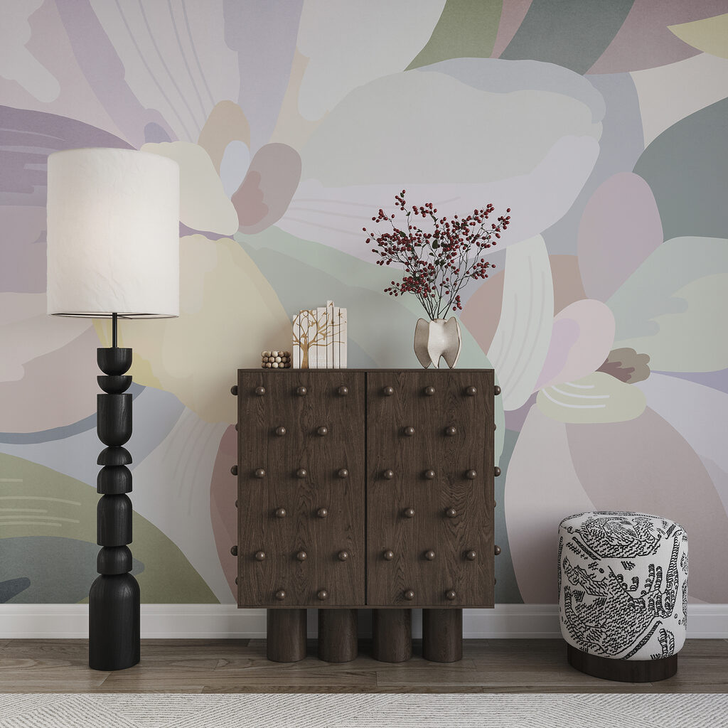 Flores em manchas suaves num interior