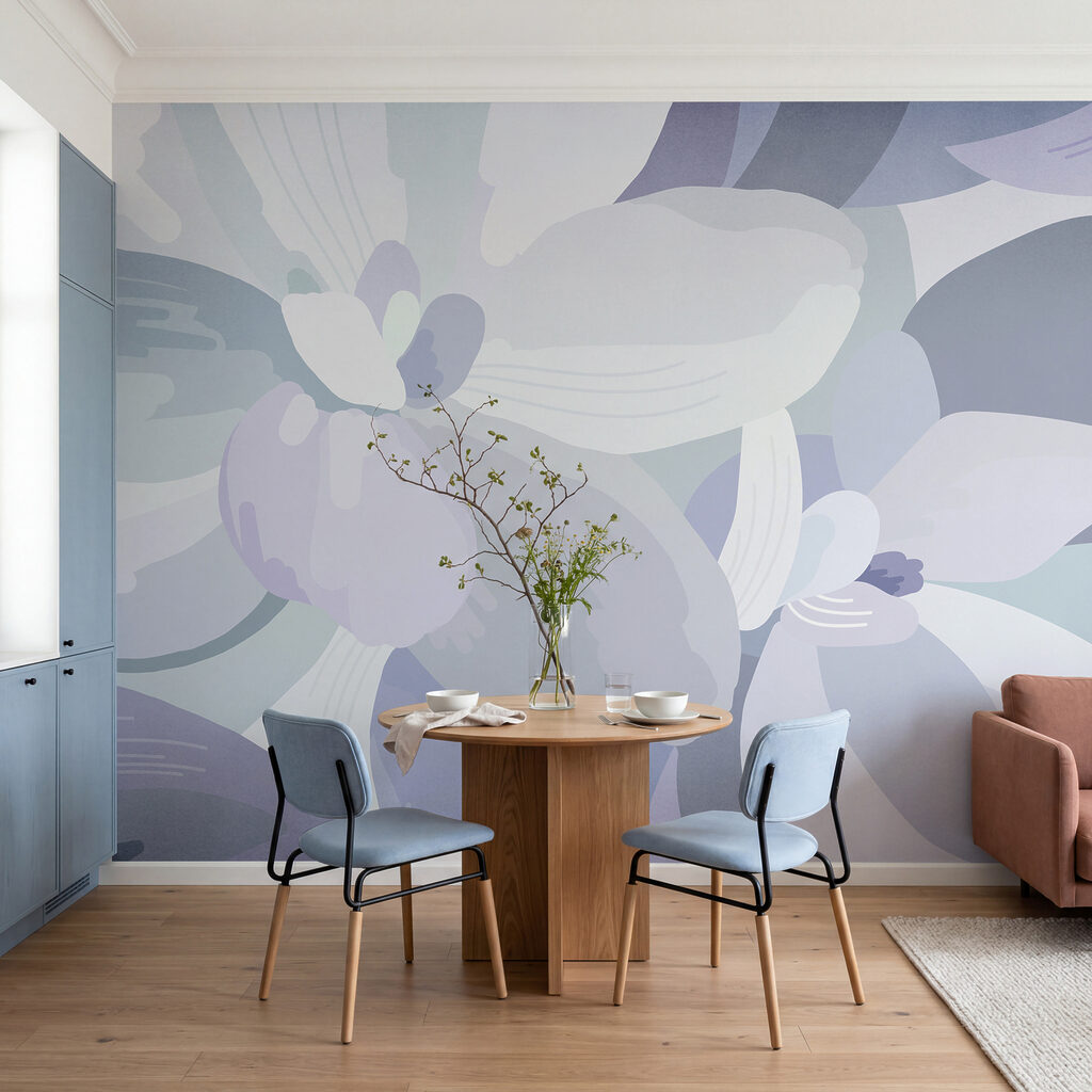 Flores em manchas suaves — interior 1