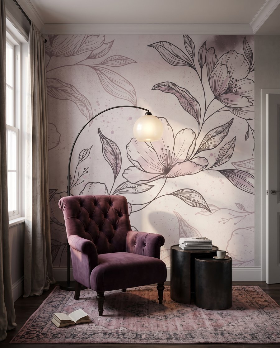Ramo florido num interior