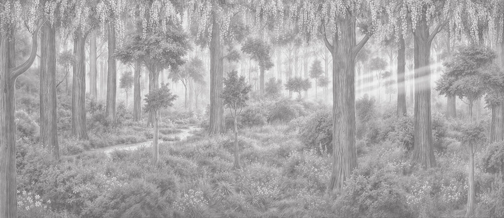 Luz na floresta — design completo