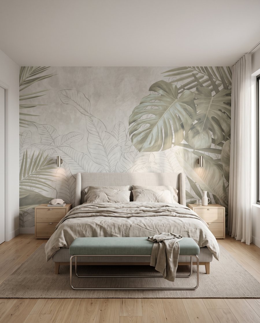 Folhas tropicais desenhadas — interior 2
