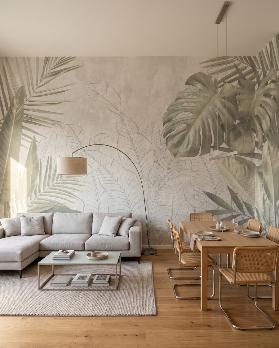 Folhas tropicais desenhadas — interior 1