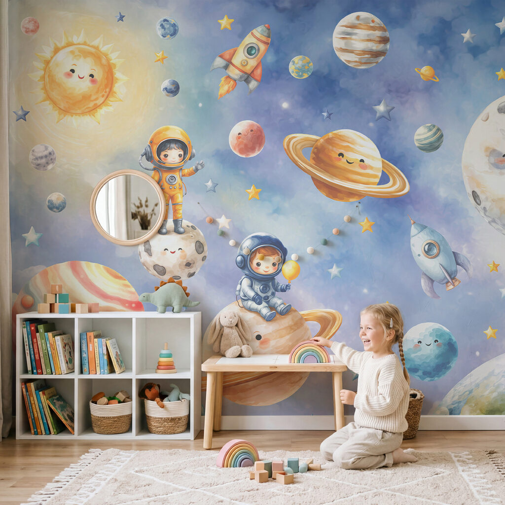 Pequenos astronautas em viagem num interior