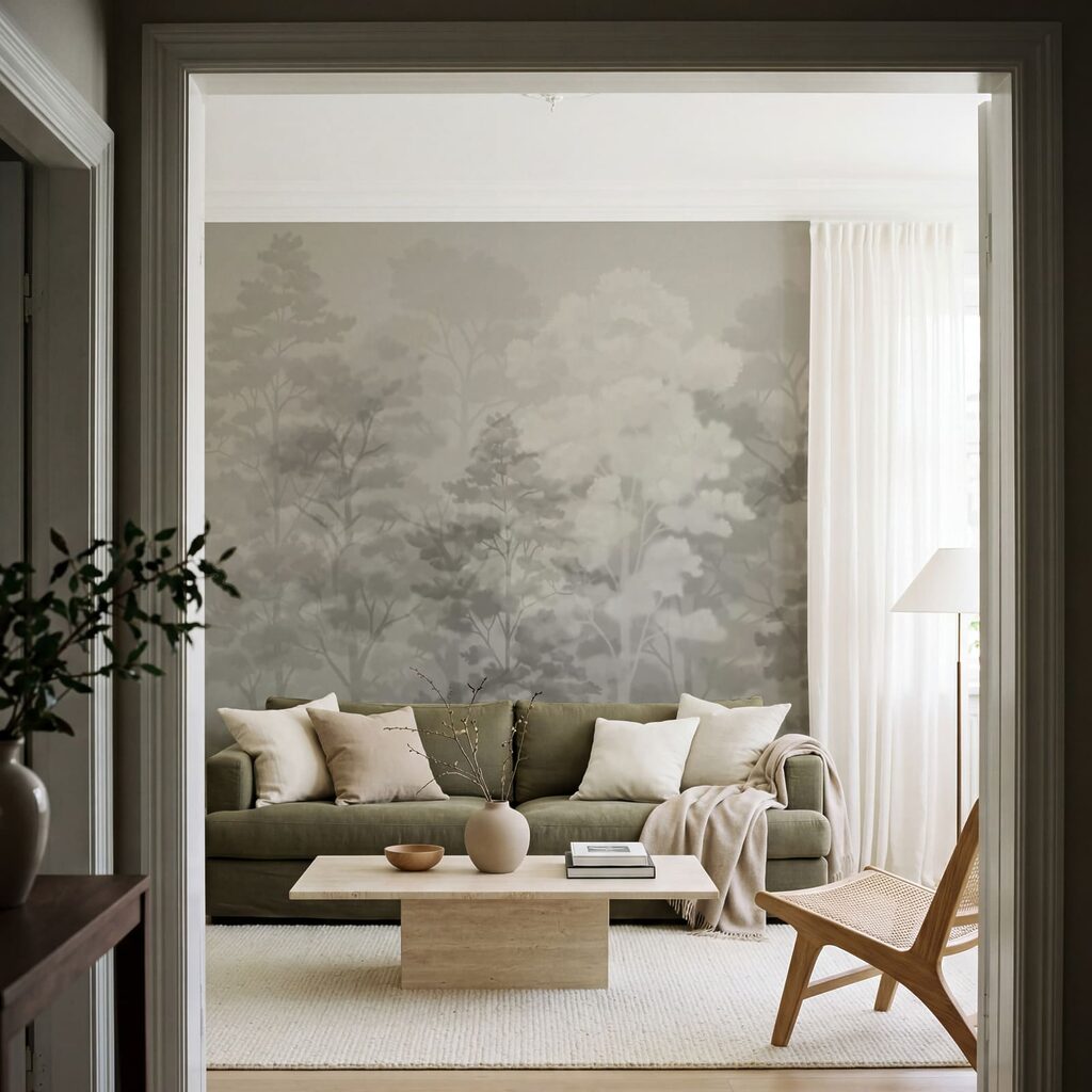 Árvores em névoa suave — interior 3