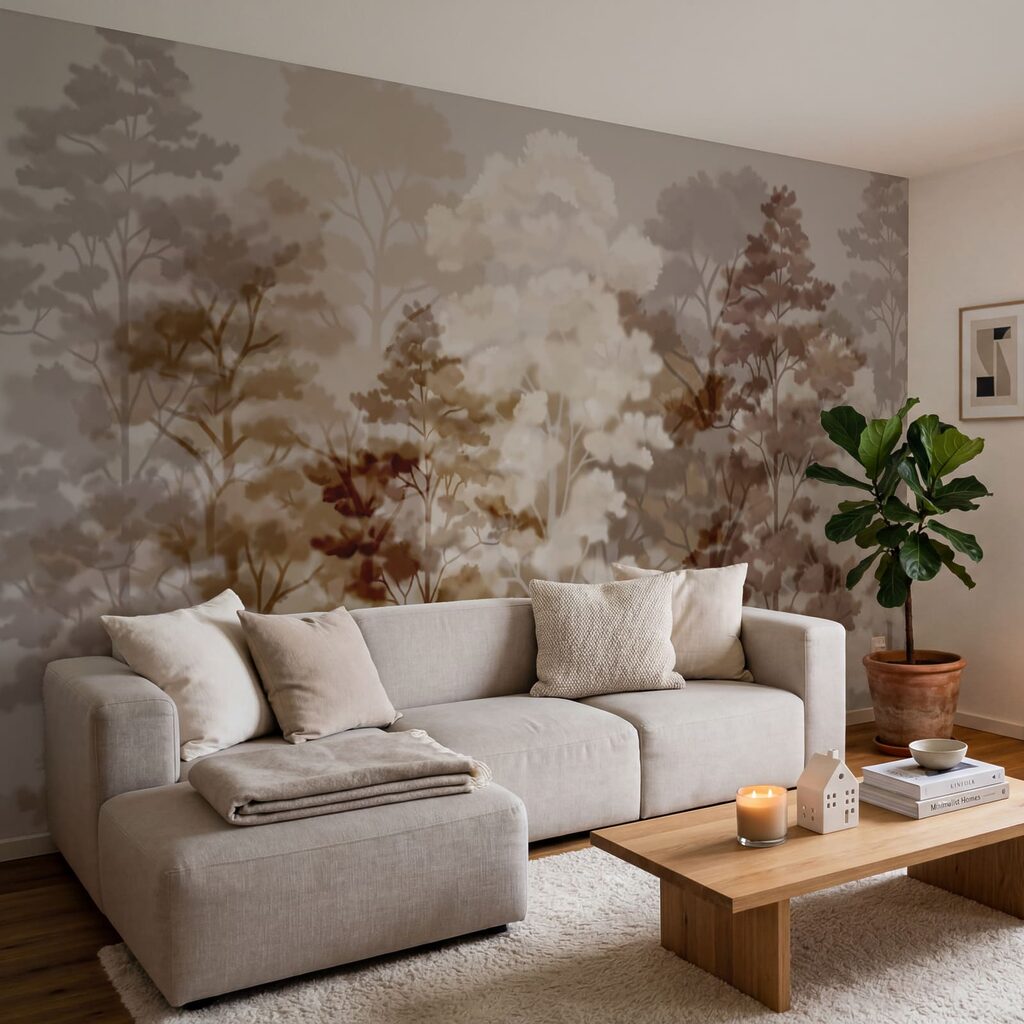Árvores em névoa suave — interior 1