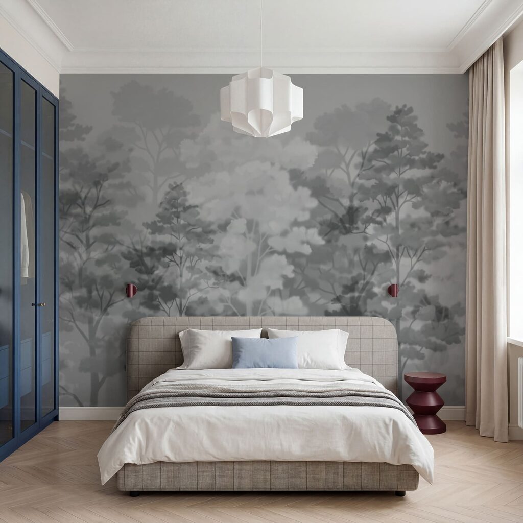 Árvores em névoa suave — interior 1