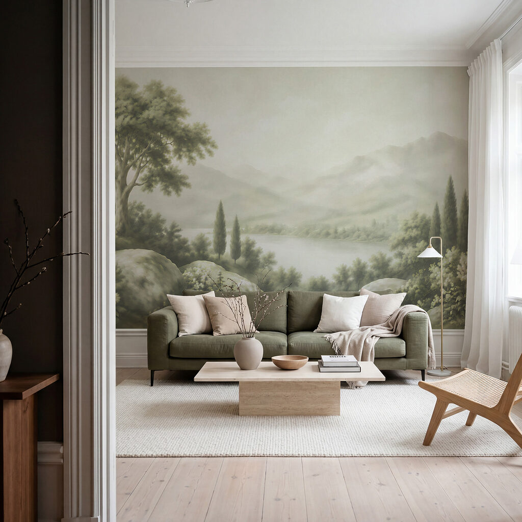 Lago entre ciprestes — interior 1