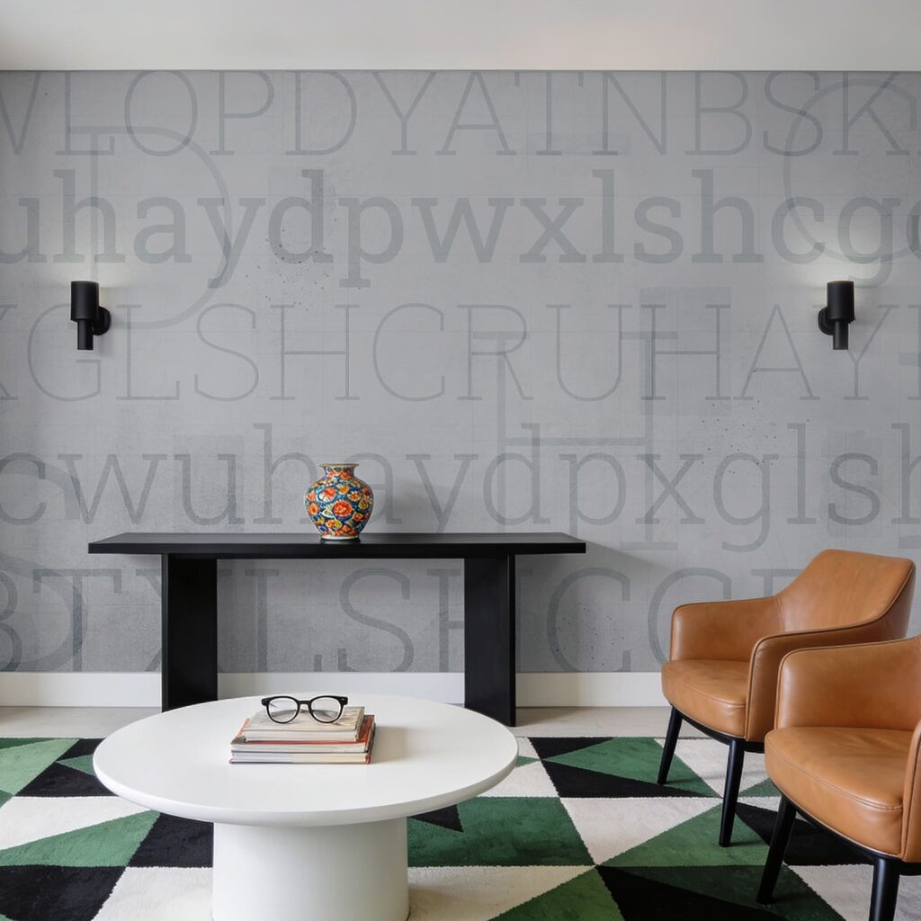 Letras sobre camadas gastas — interior 3