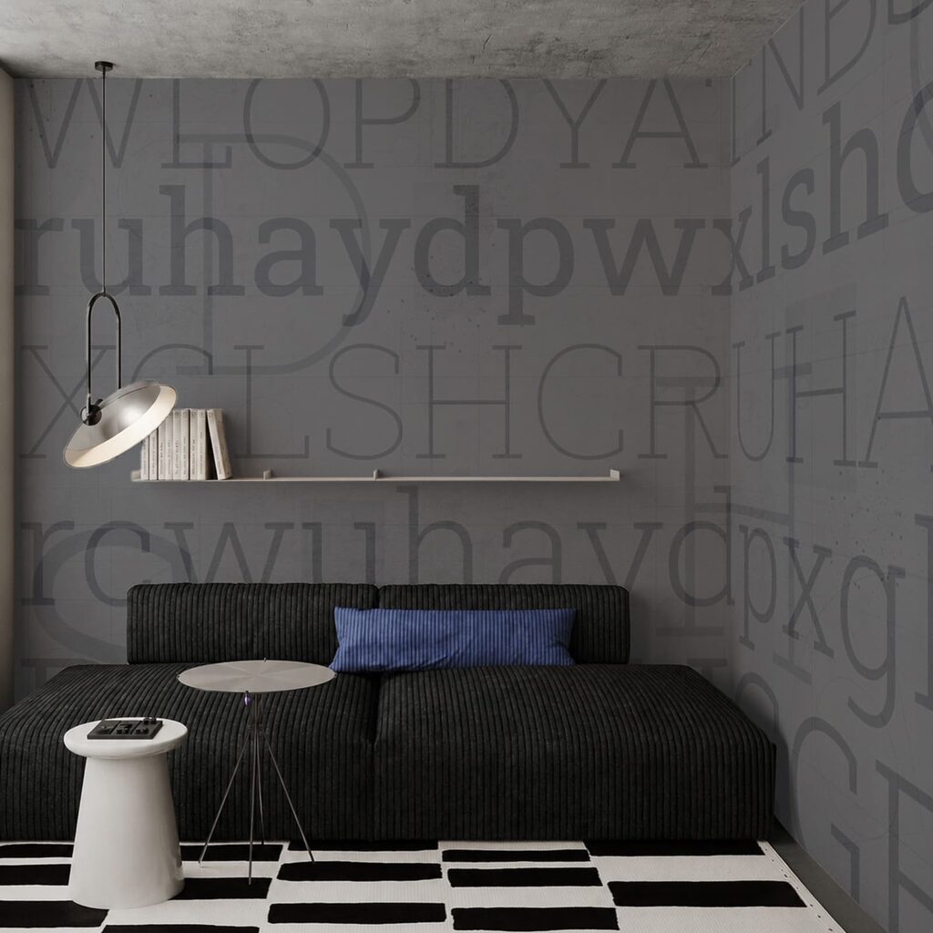 Letras sobre camadas gastas — interior 2