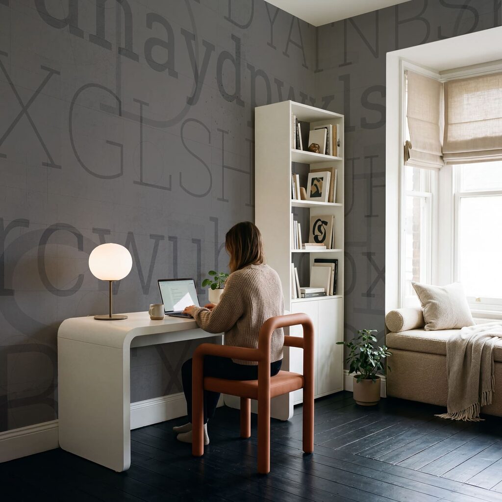 Letras sobre camadas gastas — interior 3