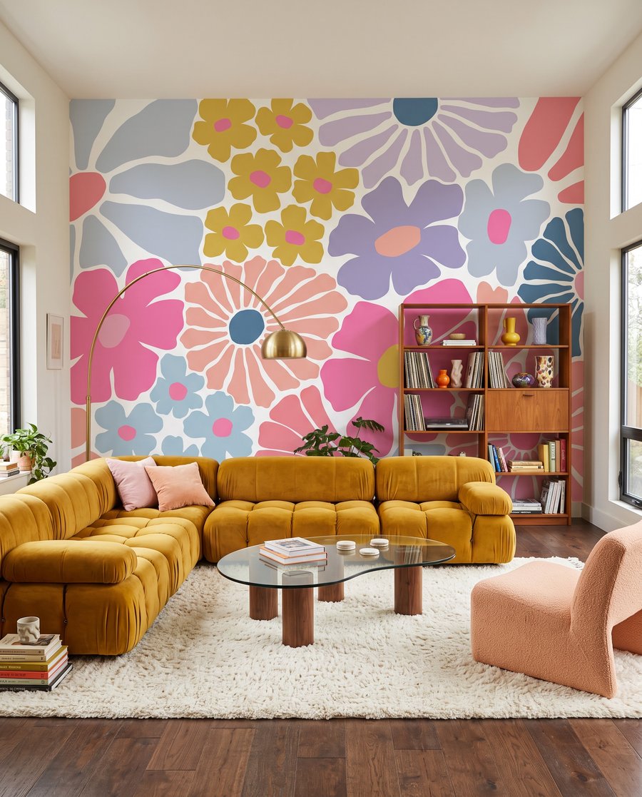 Flores em recortes num interior