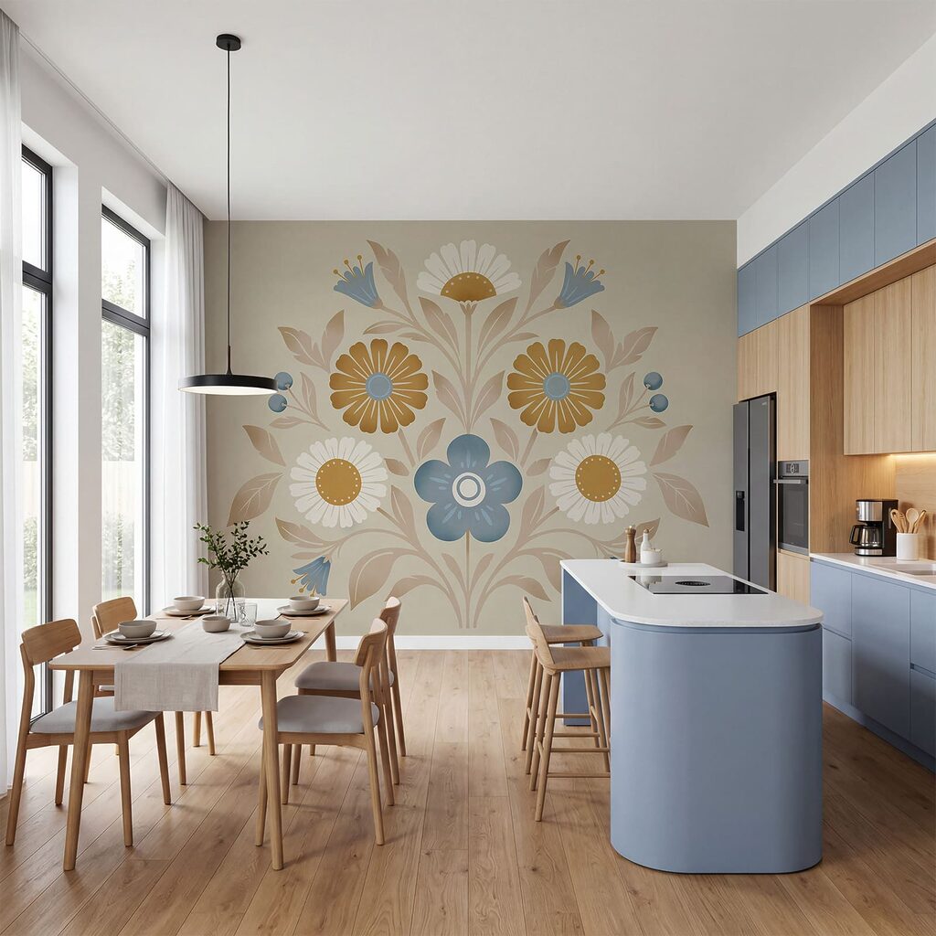 Flores em ornamento redondo — interior 2