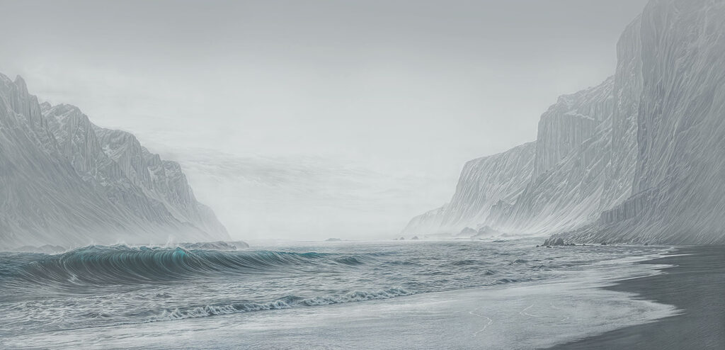 Ondas entre falésias — design completo