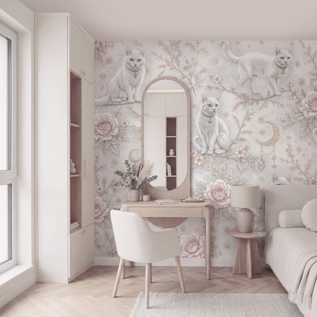 Gatos brancos entre rosas — interior 3