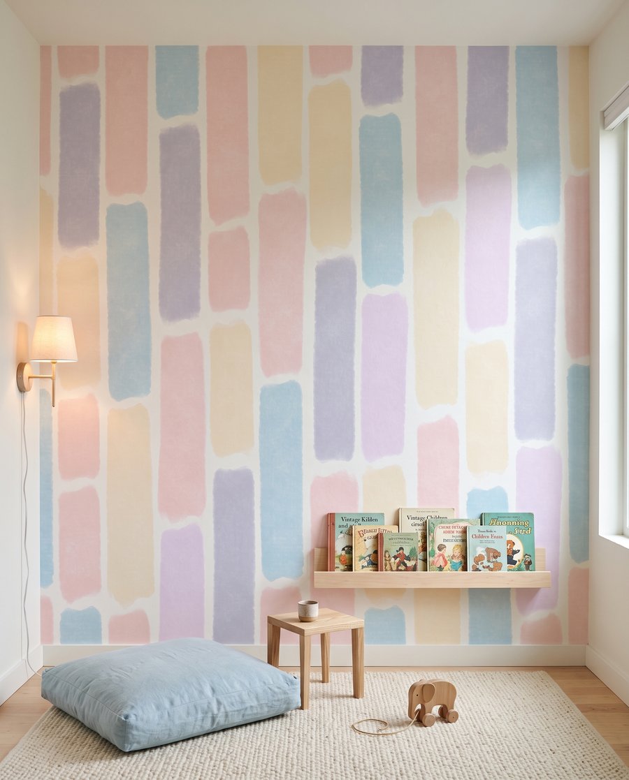 Blocos em tons pastel num interior