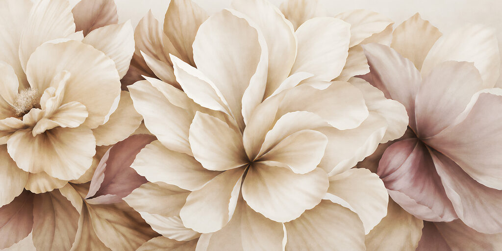 Flores grandes em creme — design completo