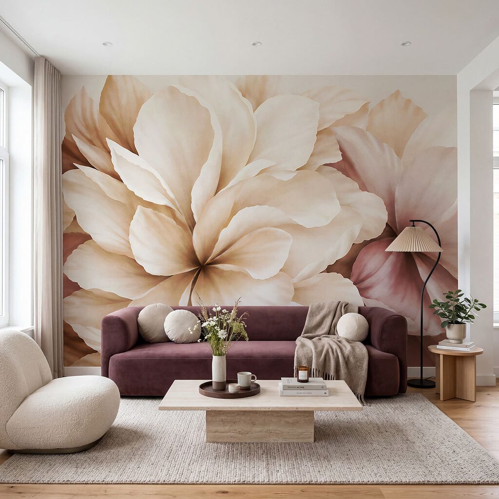 Flores grandes em creme — interior 3