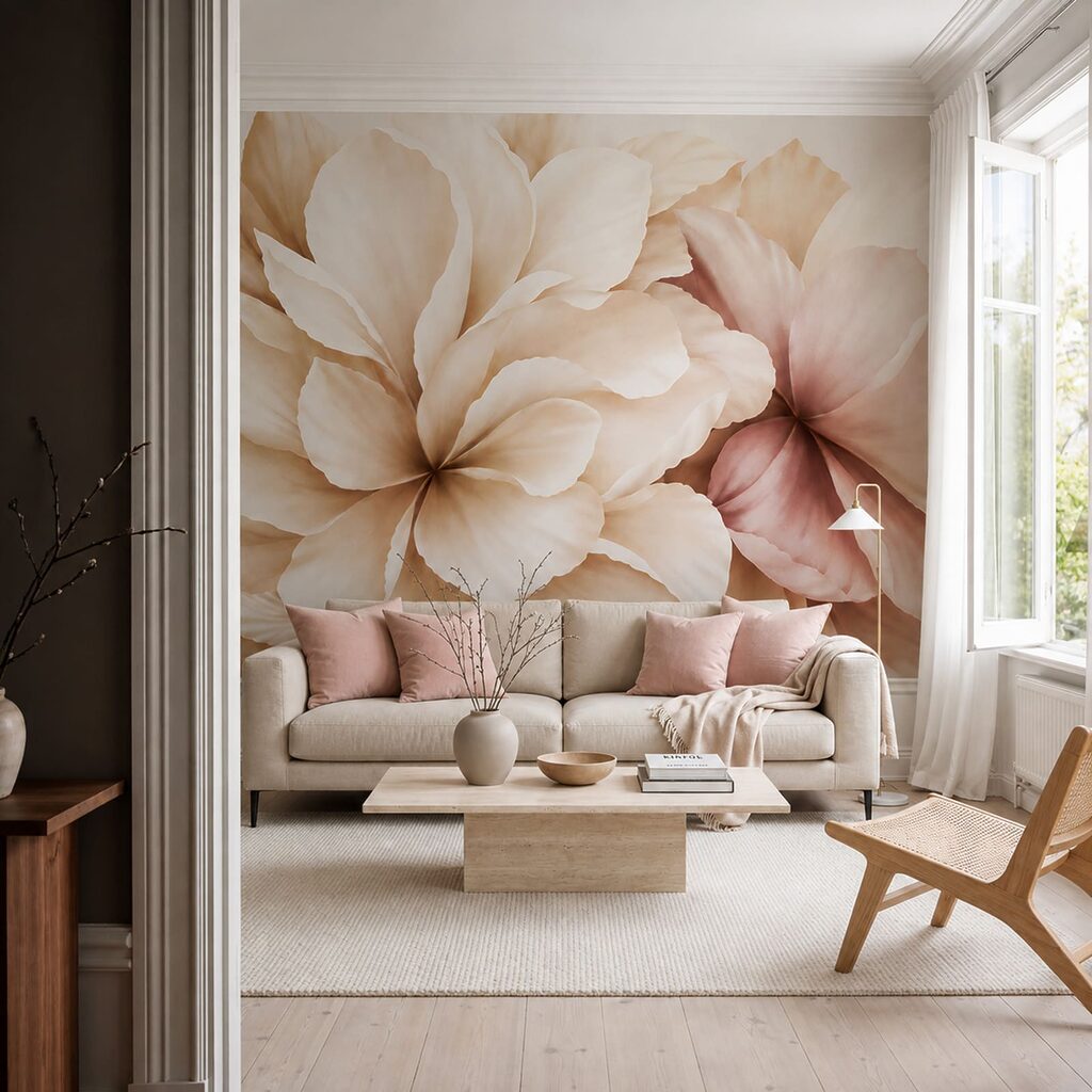 Flores grandes em creme — interior 4