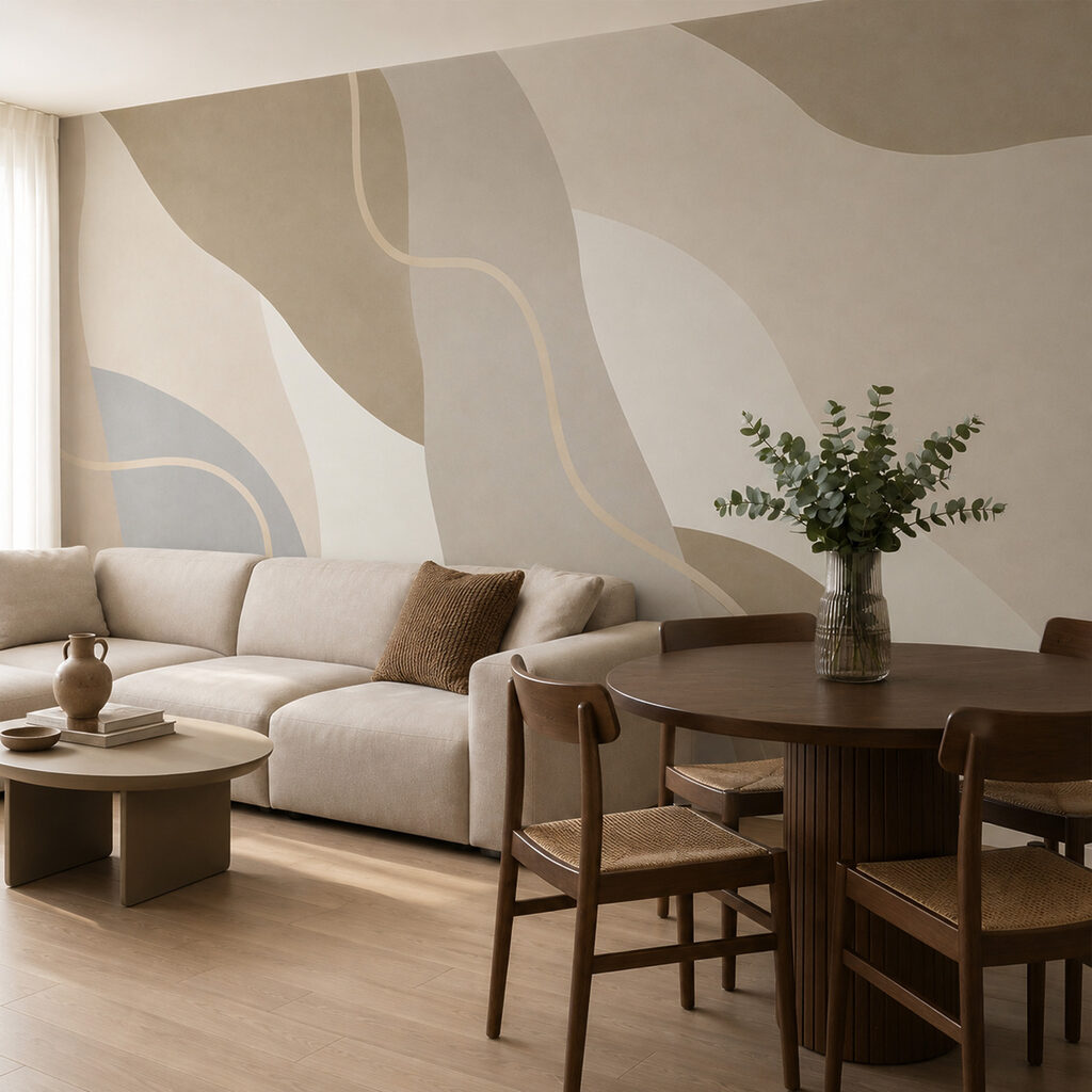 Linhas sobre faixas suaves num interior