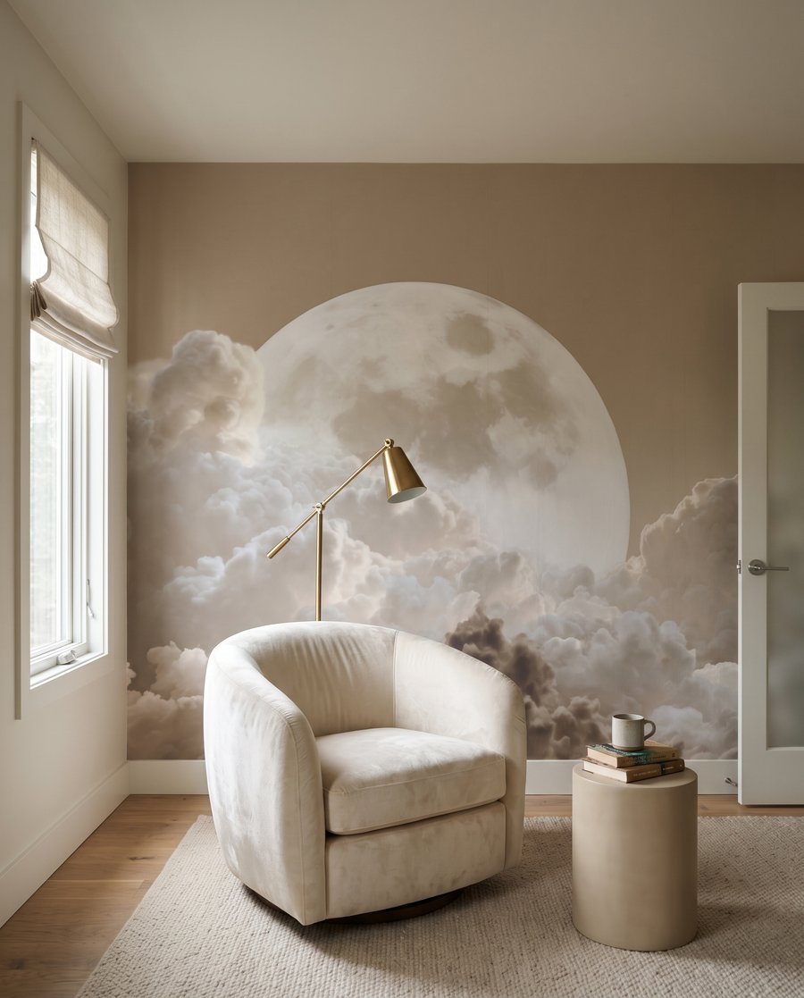 Lua cheia sobre nuvens — interior 1