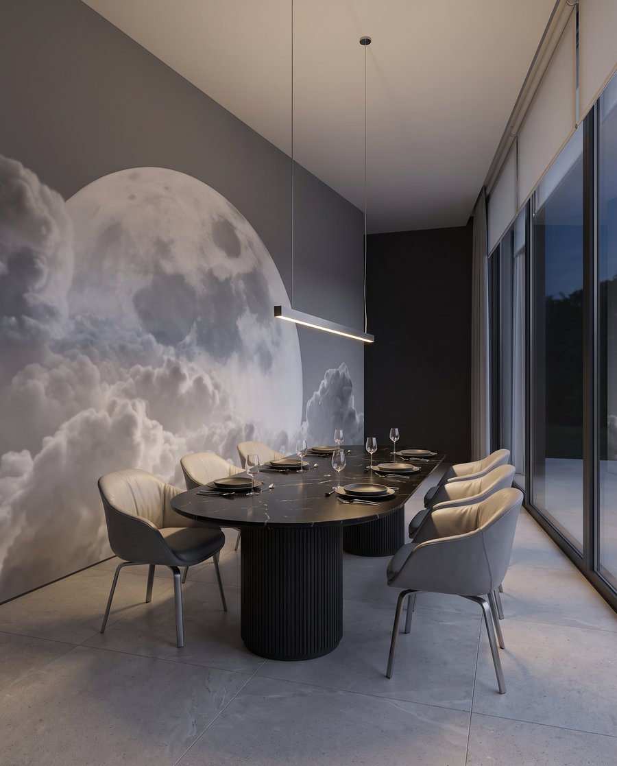 Lua cheia sobre nuvens — interior 1