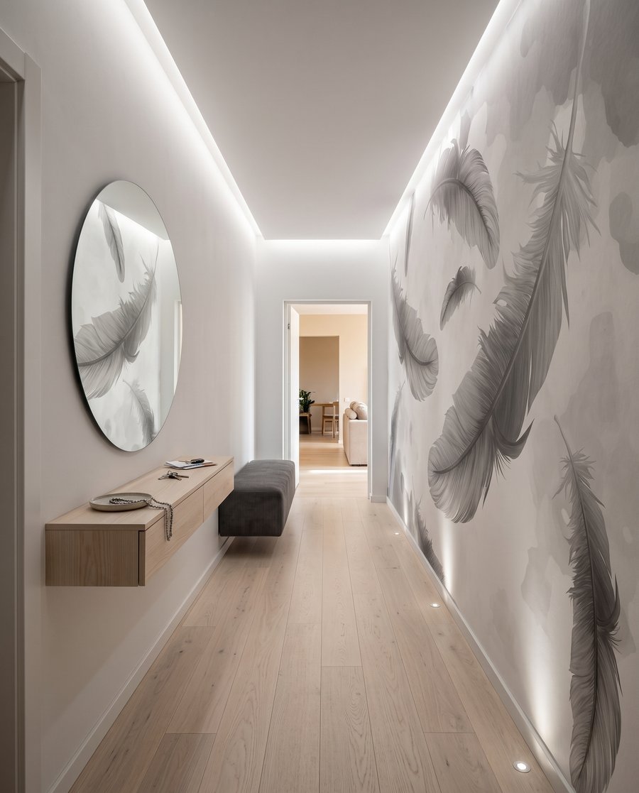 Penas flutuantes sobre tinta — interior 7