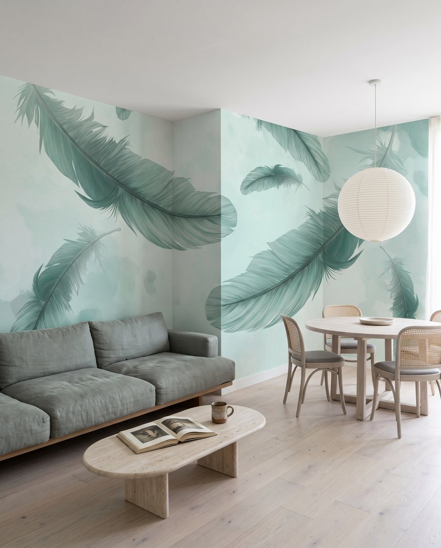 Penas flutuantes sobre tinta — interior 4