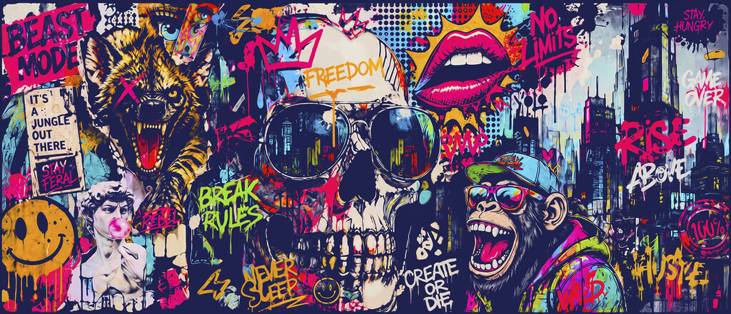 Caveira em graffiti — design completo