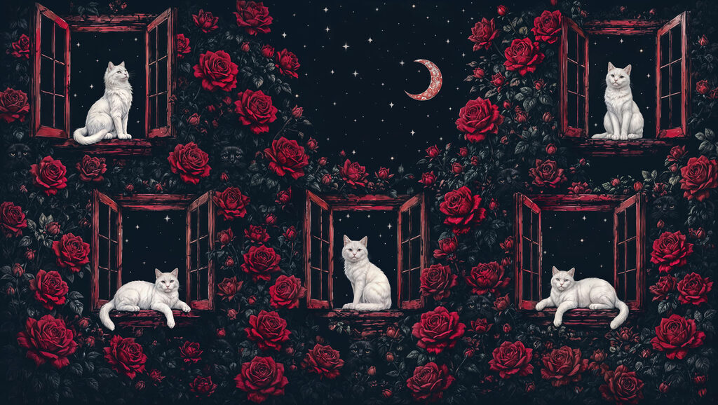 Gatos nas janelas abertas — design completo