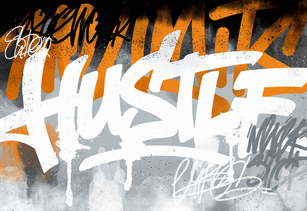 Letras grandes sobre tinta — design completo