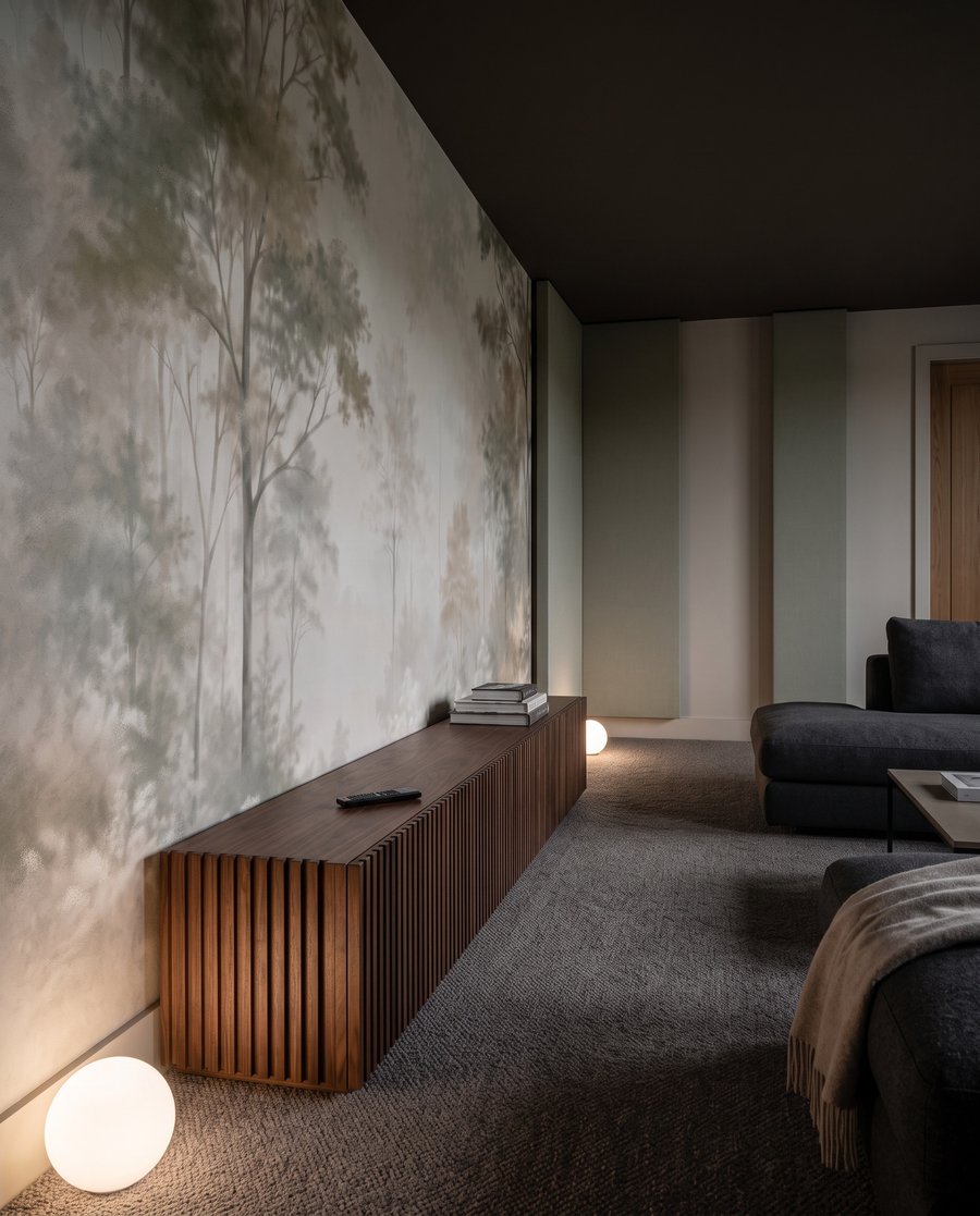 Luz entre árvores pálidas — interior 4
