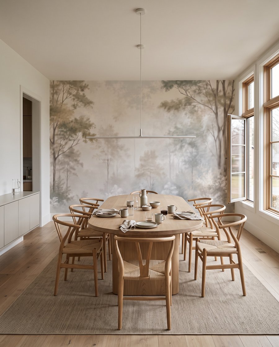 Luz entre árvores pálidas — interior 7