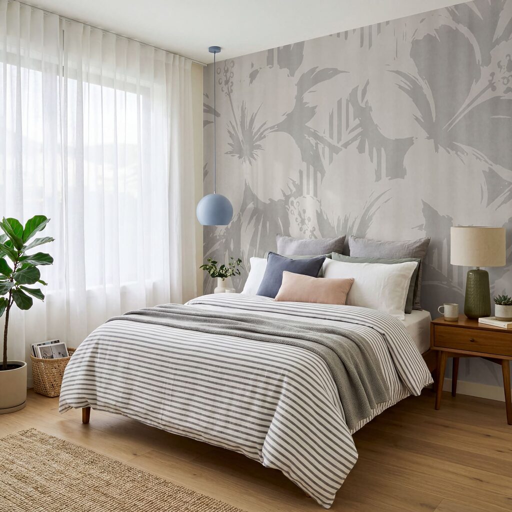 Folhas sobre riscas verticais — interior 2