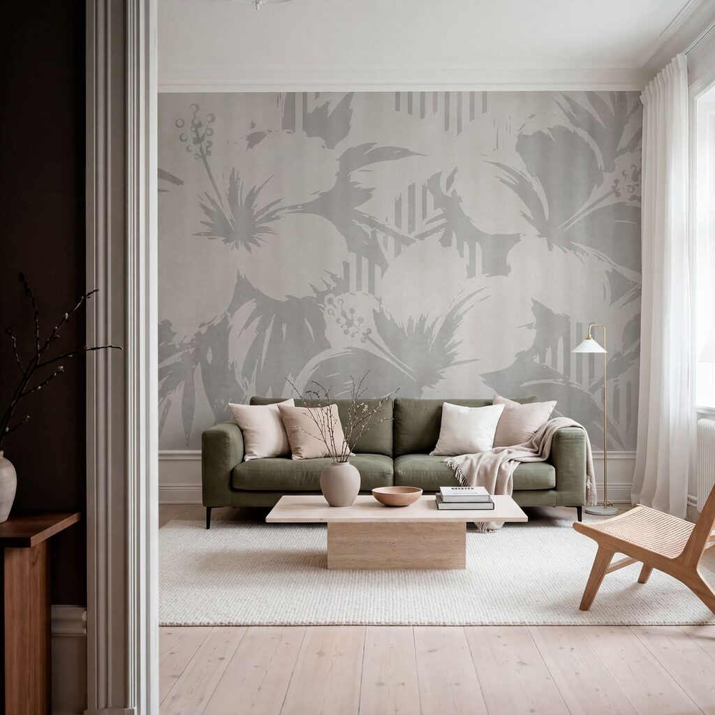 Folhas sobre riscas verticais — interior 3