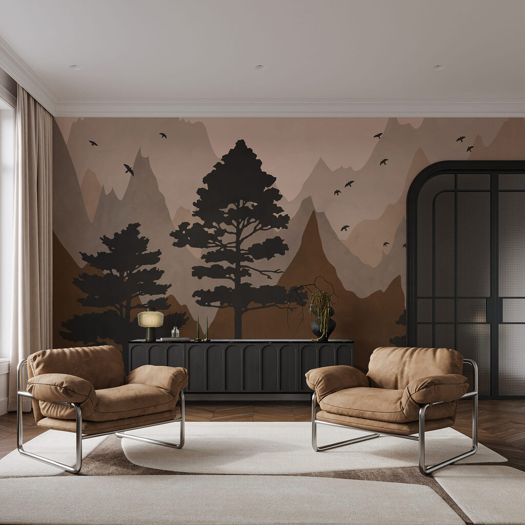 Pinheiros em montanhas — interior 1