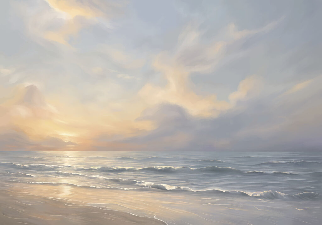 Entardecer junto ao mar — design completo