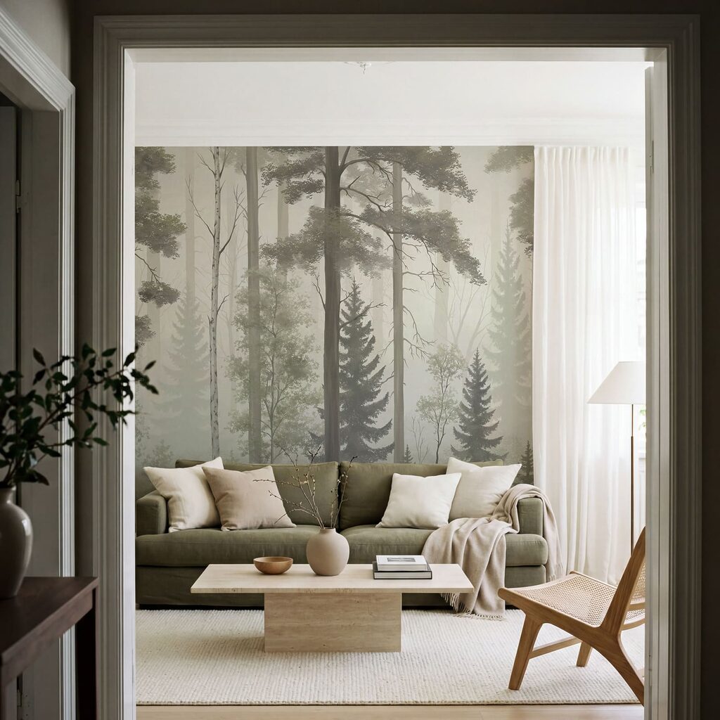 Troncos altos na névoa — interior 5