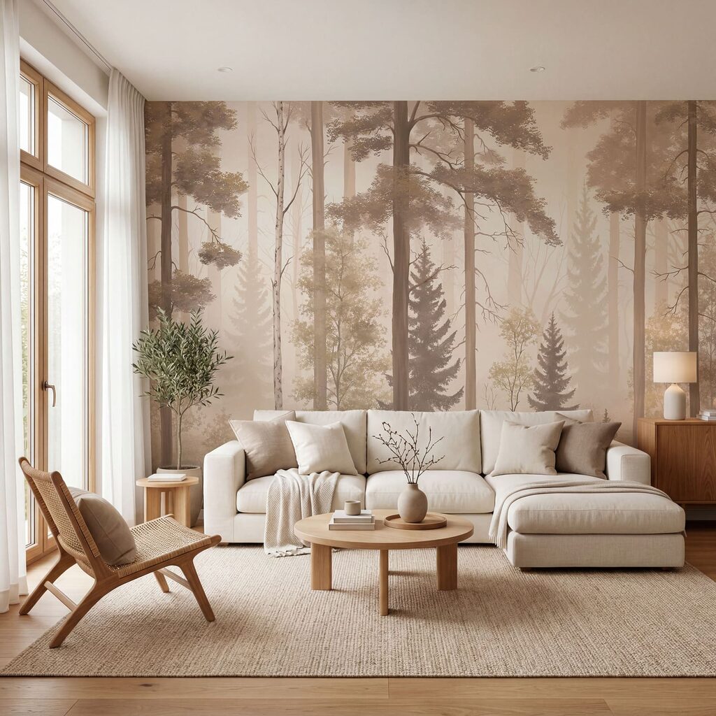 Troncos altos na névoa — interior 1