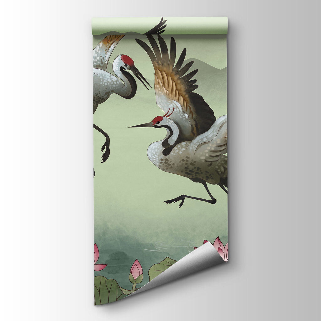 Aves sobre lótus — vista do produto