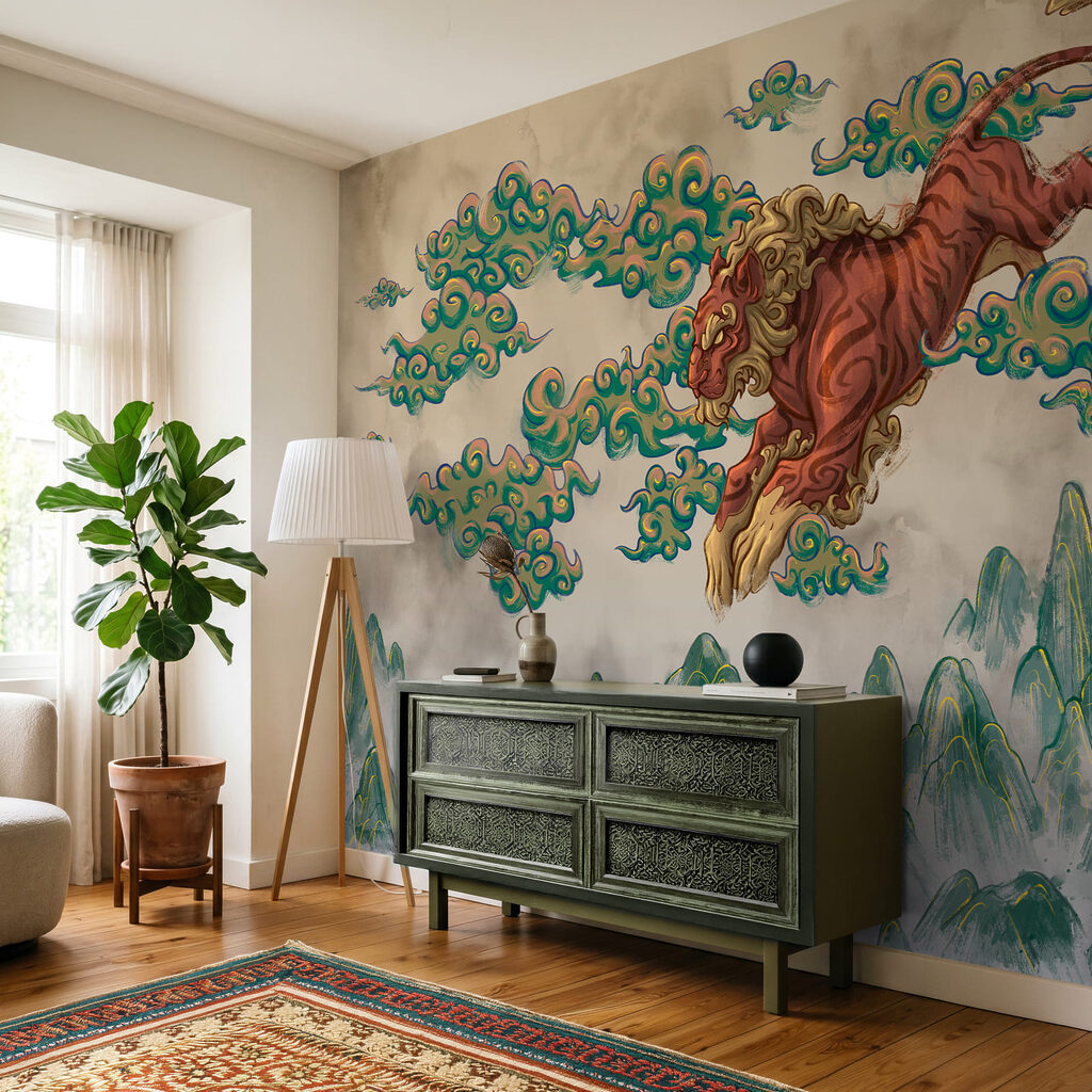 Tigre sobre nuvens pintadas — interior 2