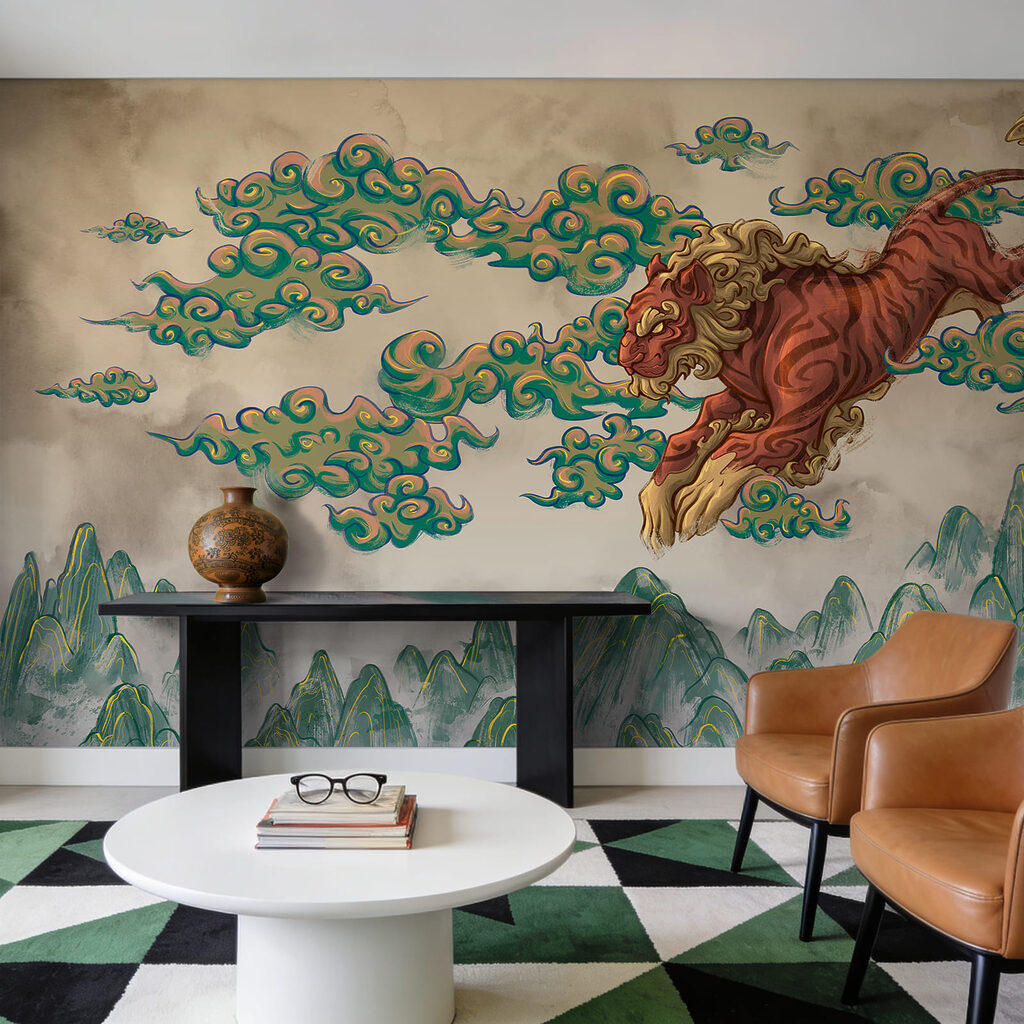 Tigre sobre nuvens pintadas — interior 3