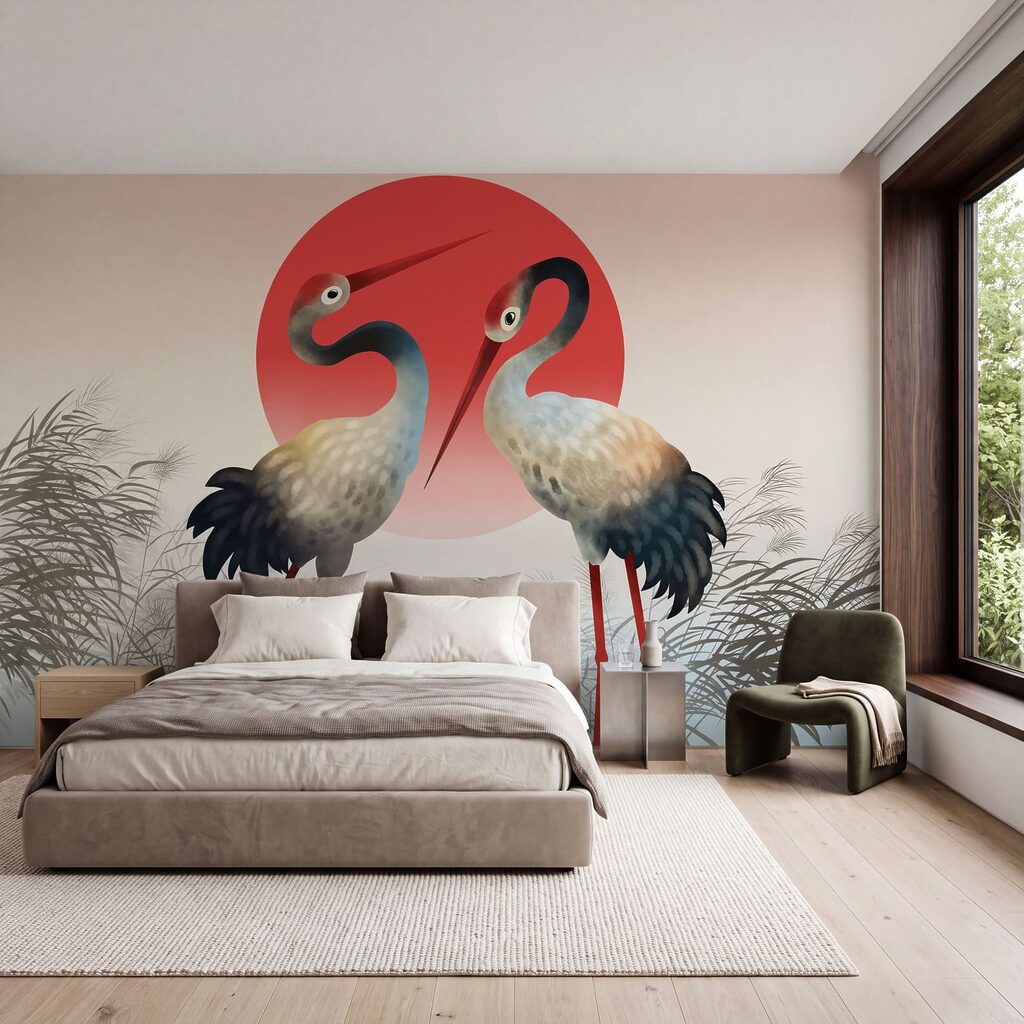 Duas aves ao entardecer — interior 2