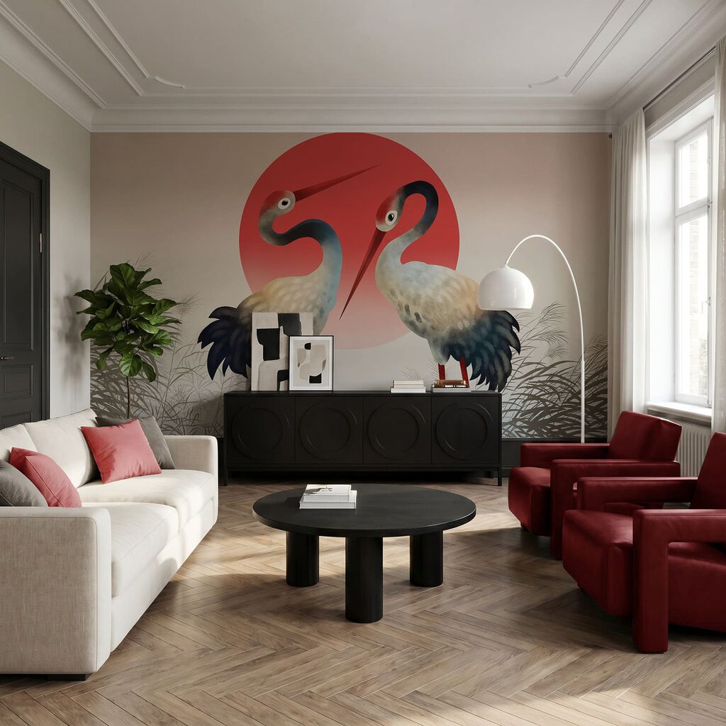 Duas aves ao entardecer — interior 3