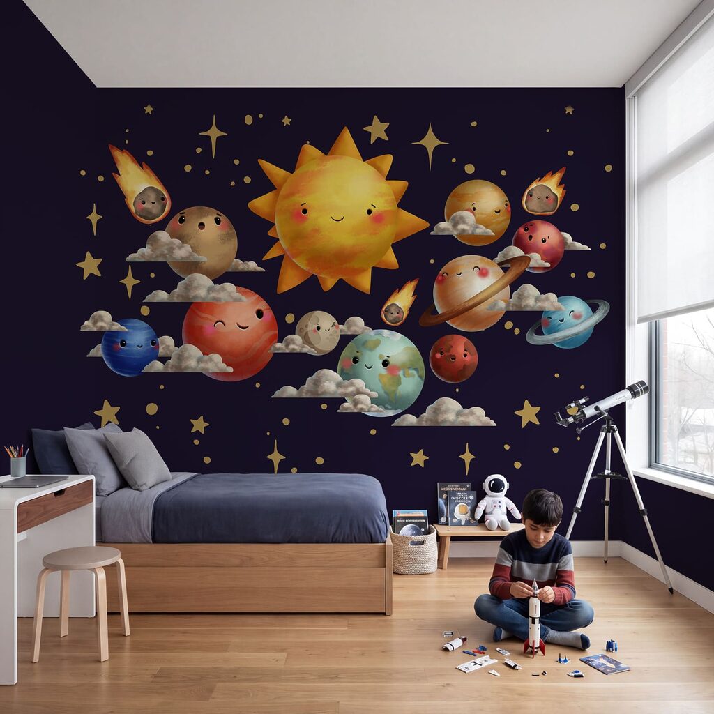 Sol e planetas num interior