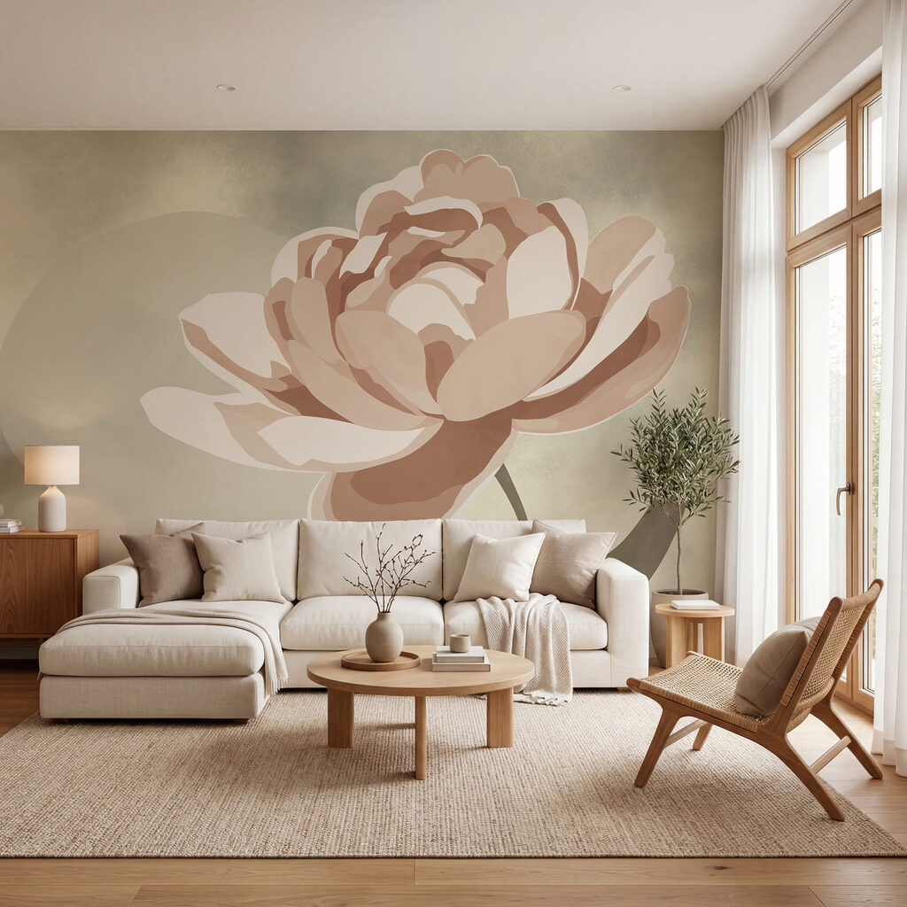Flor sobre cor num interior